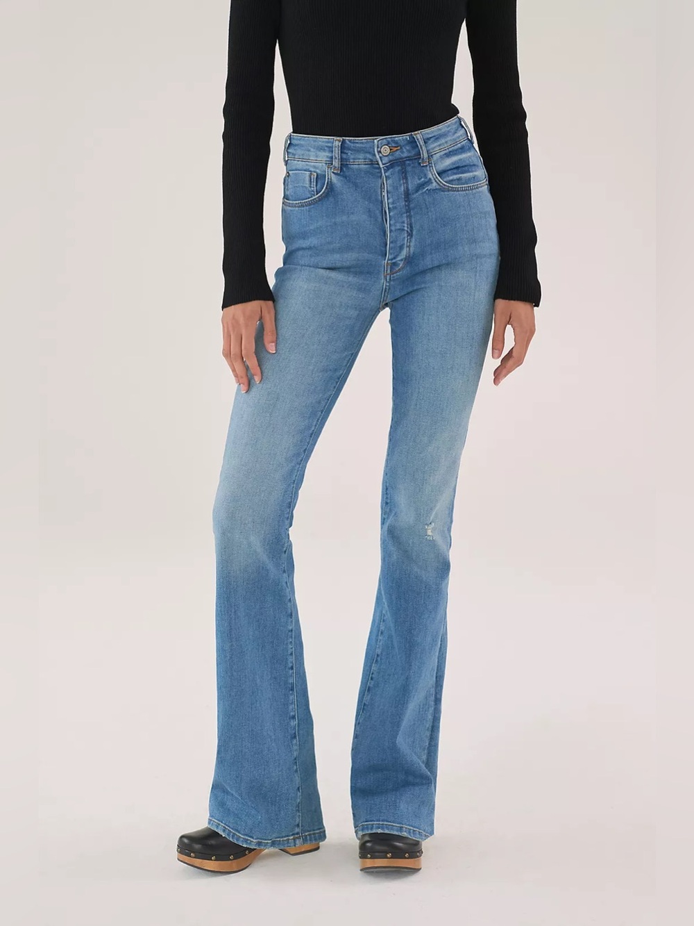Anthropologie Pilcro The Icon Flare Jeans 29 Blue Button Fly High Rise Denim